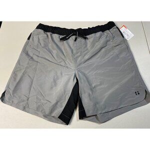 Sports Illustrated Mens XXL Volley swim trunks Gray & Black Elastic Waist & Draw